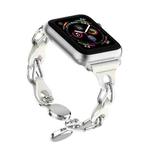 For Apple Watch 3 38mm Hollow Leather Chain Magnetic Buckle Watch Band(White)