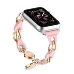 For Apple Watch SE 2022 40mm Hollow Leather Chain Magnetic Buckle Watch Band(Pink)