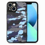 For iPhone 13 Camouflage Leather Back Cover Phone Case(Blue)
