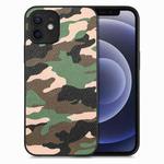 For iPhone 12 Camouflage Leather Back Cover Phone Case(Green)
