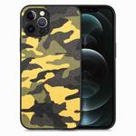 For iPhone 12 Pro Max Camouflage Leather Back Cover Phone Case(Yellow)