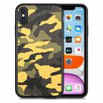 For iPhone XS Max Camouflage Leather Back Cover Phone Case(Yellow)