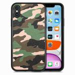 For iPhone XS Max Camouflage Leather Back Cover Phone Case(Green)