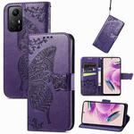 For Xiaomi Redmi Note 12S Butterfly Love Flower Embossed Leather Phone Case(Dark Purple)