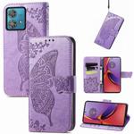 For Motorola Moto  G84 Butterfly Love Flower Embossed Leather Phone Case(Light Purple)