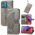 For Motorola Moto  G84 Butterfly Love Flower Embossed Leather Phone Case(Gray)