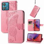 For Motorola Moto  G84 Butterfly Love Flower Embossed Leather Phone Case(Pink)