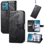 For Motorola  Edge 40 Neo Butterfly Love Flower Embossed Leather Phone Case(Black)