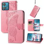 For Motorola  Edge 40 Neo Butterfly Love Flower Embossed Leather Phone Case(Pink)