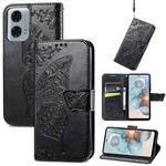 For Motorola Moto G24 Power Butterfly Love Flower Embossed Leather Phone Case(Black)