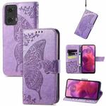 For Motorola Moto G24 Butterfly Love Flower Embossed Leather Phone Case(Light Purple)