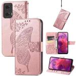 For Motorola Moto G24 Butterfly Love Flower Embossed Leather Phone Case(Rose Pink)