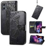 For Motorola Moto G Stylus 5G 2024 Butterfly Love Flower Embossed Leather Phone Case(Black)