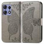 For Motorola Edge 50 Pro Butterfly Love Flower Embossed Leather Phone Case(Gray)