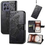 For Motorola  Edge 50 Neo Butterfly Love Flower Embossed Leather Phone Case(Black)