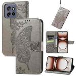 For Motorola  Edge 50 Neo Butterfly Love Flower Embossed Leather Phone Case(Gray)