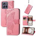 For Motorola  Edge 50 Neo Butterfly Love Flower Embossed Leather Phone Case(Pink)