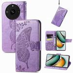 For Realme 11 Pro Butterfly Love Flower Embossed Leather Phone Case(Light Purple)