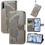 For Honor 30i Butterfly Love Flower Embossed Leather Phone Case(Gray)