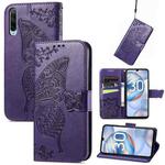 For Honor 30i Butterfly Love Flower Embossed Leather Phone Case(Dark Purple)