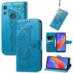 For Honor 8A Butterfly Love Flower Embossed Leather Phone Case(Blue)