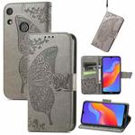 For Honor 8A Butterfly Love Flower Embossed Leather Phone Case(Gray)