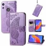 For Honor 8A Butterfly Love Flower Embossed Leather Phone Case(Light Purple)
