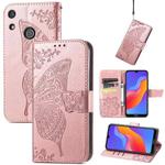 For Honor 8A Butterfly Love Flower Embossed Leather Phone Case(Rose Gold)