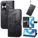 For Honor X7b Butterfly Love Flower Embossed Leather Phone Case(Black)