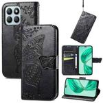 For Honor X8b Butterfly Love Flower Embossed Leather Phone Case(Black)