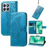 For Honor X8b Butterfly Love Flower Embossed Leather Phone Case(Blue)