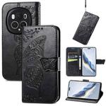 For Honor Magic6 Pro Butterfly Love Flower Embossed Leather Phone Case(Black)