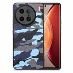 For vivo X90 Pro Camouflage Leather Back Cover Phone Case(Blue)