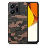 For vivo Y35 Camouflage Leather Back Cover Phone Case(Brown)