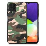 For Samsung Galaxy A22 4G Camouflage Leather Back Cover Phone Case(Green)