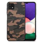 For Samsung Galaxy A22 5G Camouflage Leather Back Cover Phone Case(Brown)