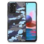 For Redmi Note 10 Camouflage Leather Back Cover Phone Case(Blue)