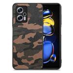 For Redmi Note 11T Pro 5G Camouflage Leather Back Cover Phone Case(Brown)