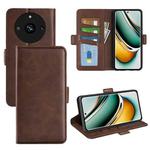 For Realme Narzo N53 / C53 Dual-side Magnetic Buckle Horizontal Flip Leather Phone Case(Brown)