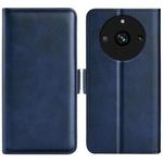 For Realme Narzo N53 / C53 Dual-side Magnetic Buckle Horizontal Flip Leather Phone Case(Dark Blue)