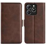 For Realme C63 Dual-side Magnetic Buckle Horizontal Flip Leather Phone Case(Brown)