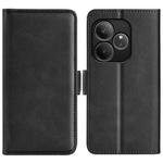 For Realme GT 6 5G Dual-side Magnetic Buckle Horizontal Flip Leather Phone Case(Black)