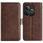 For Realme GT 6 5G Dual-side Magnetic Buckle Horizontal Flip Leather Phone Case(Brown)