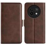 For Realme 13+ 5G Dual-side Magnetic Buckle Horizontal Flip Leather Phone Case(Brown)