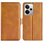 For Realme 14 5G Dual-side Magnetic Buckle Horizontal Flip Leather Phone Case(Yellow)