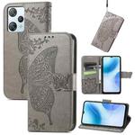 For Blackview A53 Butterfly Love Flower Embossed Leather Phone Case(Gray)