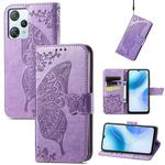 For Blackview A53 Butterfly Love Flower Embossed Leather Phone Case(Lavender)