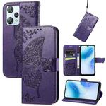 For Blackview A53 Butterfly Love Flower Embossed Leather Phone Case(Purple)