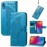 For vivo Y91C Butterfly Love Flower Embossed Leather Phone Case(Blue)