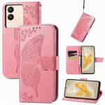 For vivo V29e / Y200 Butterfly Love Flower Embossed Leather Phone Case(Pink)